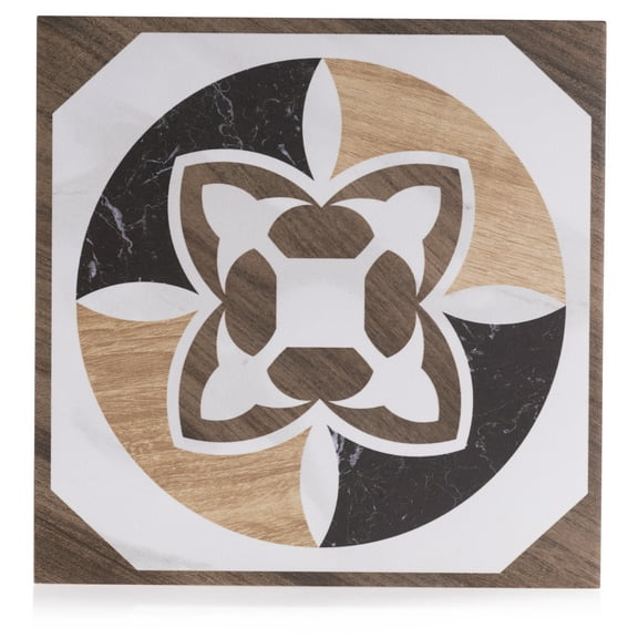 The Tile Project 8"x8" Design Marble & Wood Porcelain Floor/Wall Tile A (10.76 Sq. ft./Box)