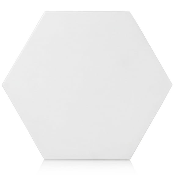 The Tile Project 9"x10" Mono Color Hexagon Porcelain White Wall and Floor Tile (1 Sample)