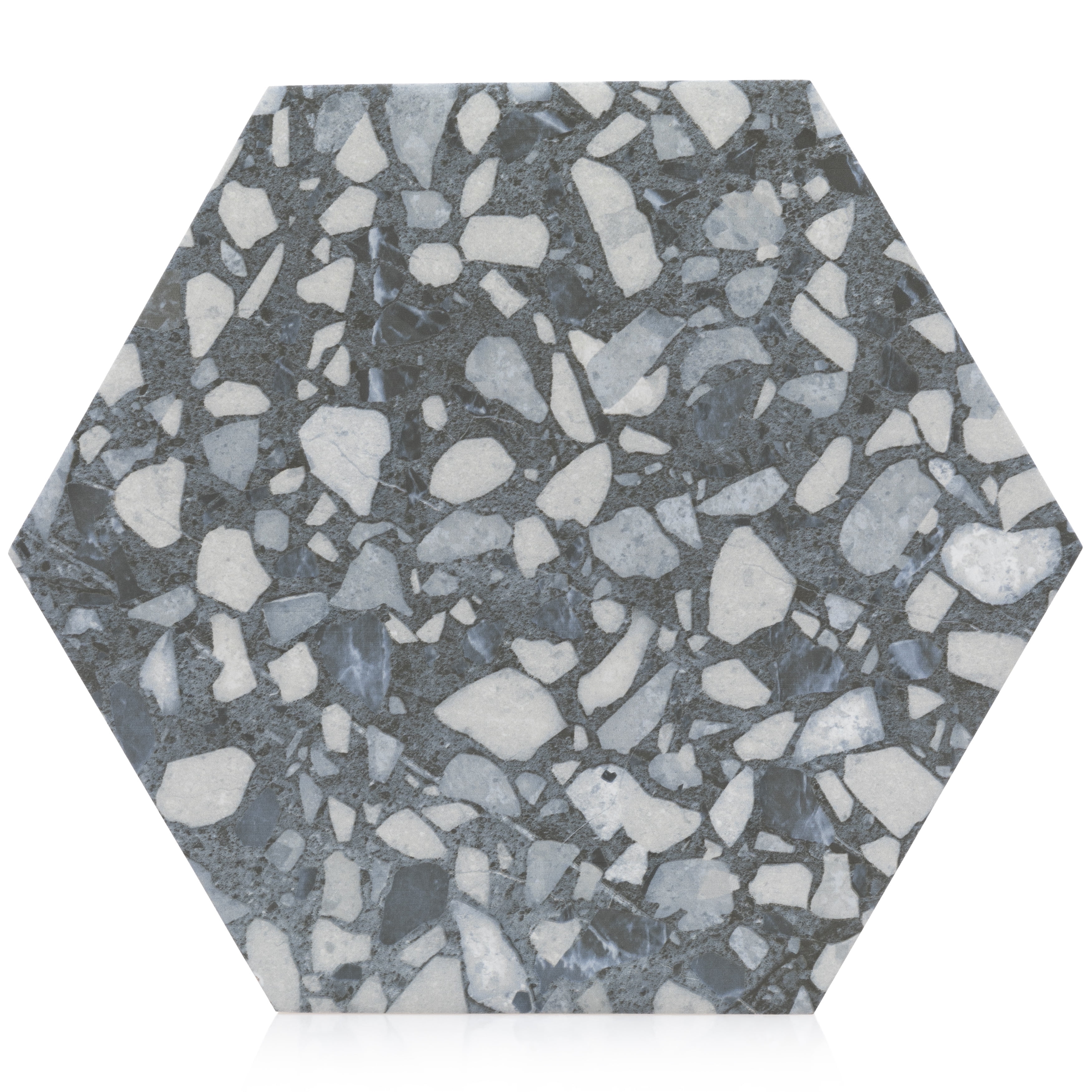 Blue and Gray Hexagon Porcelain Matte Floor Tile