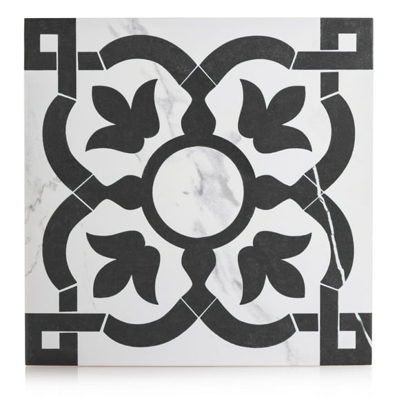The Tile Project 9"x9" Elegance Statuario Flower Pattern Porcelain Floor and Wall Tile (1 Sample)