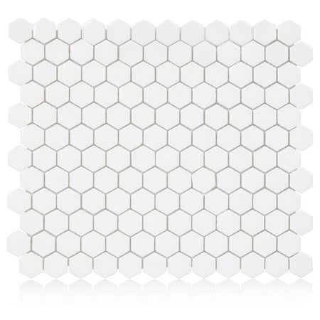 The Tile Project Hexagon White 1-Inch Satin Mosaic Tile - 1 Full Piece