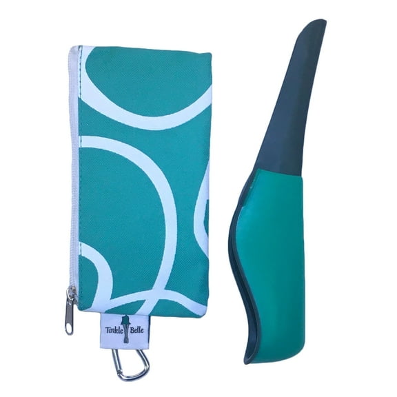 Tinkle Belle Female Urination Device | Portable Plastic Urinal with Case/Dark Teal and Grey