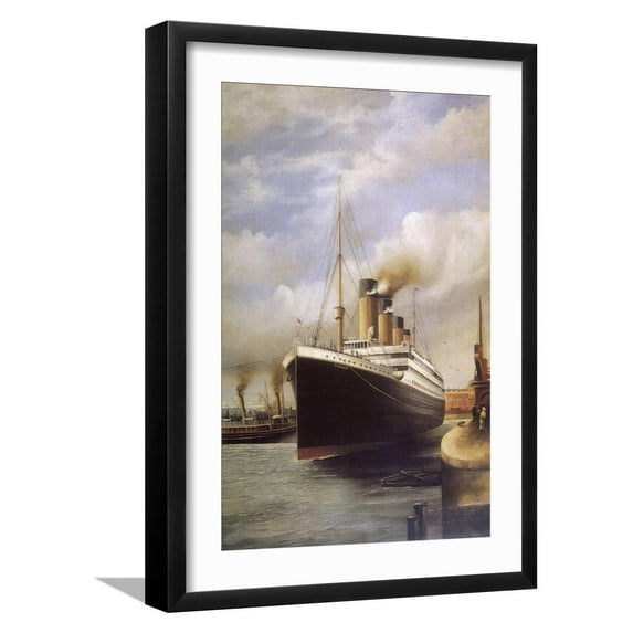 Art.com The Titanic Docked Before Her Disastrous Voyage Photographic Print, Black Frame Wall Art, 17" x 23"