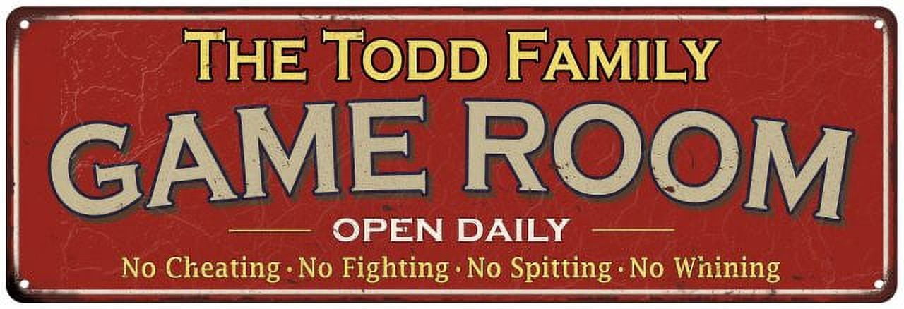 Todd Sign The Todd Family Red Game Room Metal 6x18 Sign 106180038073 - Walmart.com
