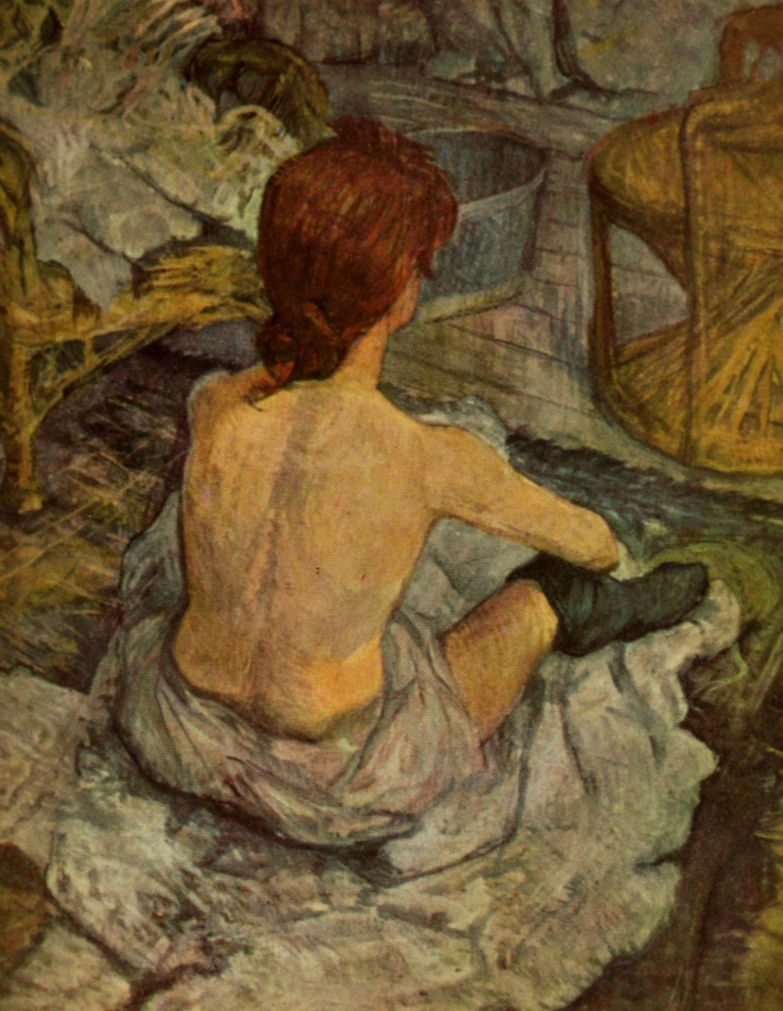 The Toilette Canvas Art - Henri de Toulouse-Lautrec (24 x 36)