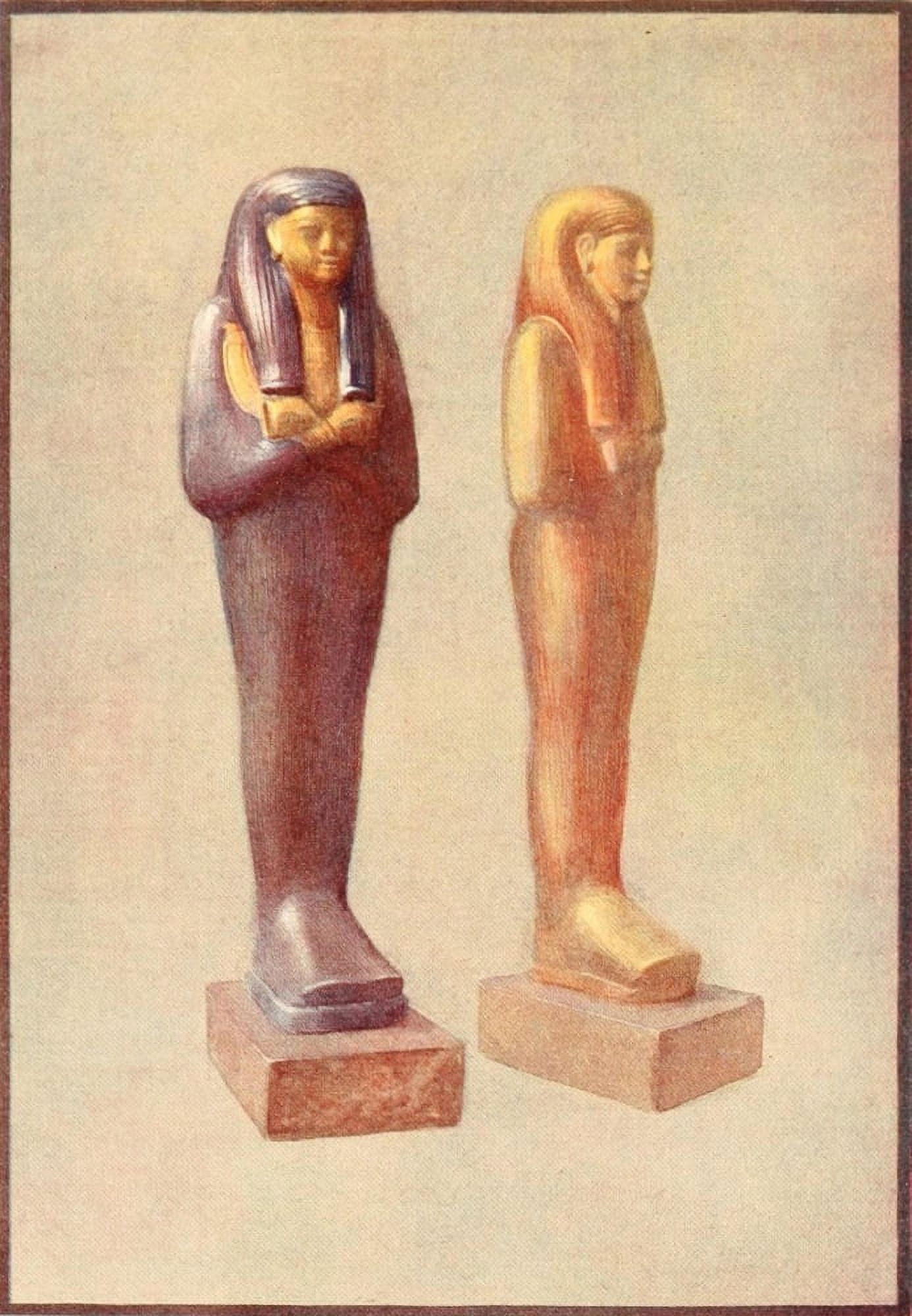 The Tomb of Iouiya & Touiyou 1907 Gold and silver plate Shawabti figures of Touiyou Canvas Art - Howard Carter (24 x 36)