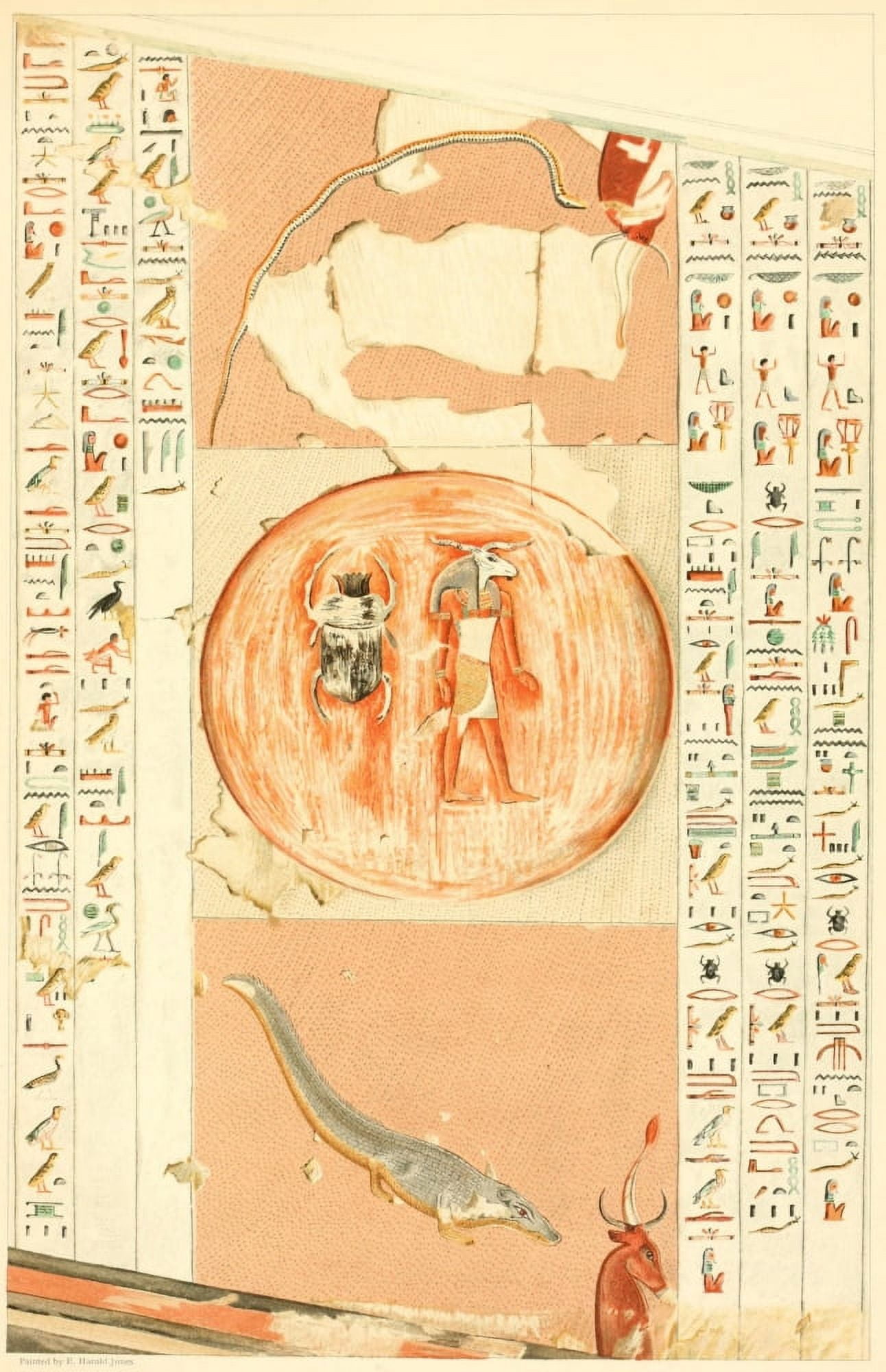 The Tomb of Siptah 1908 The flight of the evil demons before the sun Canvas Art - Ernest Harold Jones (24 x 36)