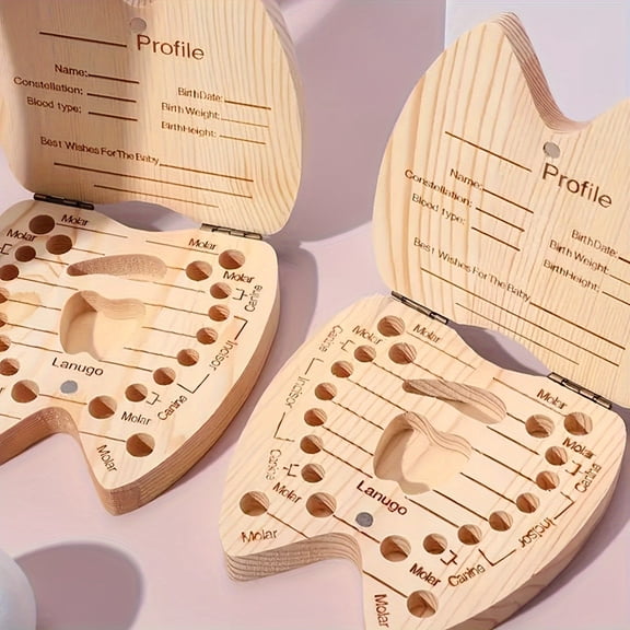 The Tooth Fairy's Treasure: Heart-Shaped Wooden Keepsake Box with Hexagonal Cloud Design and Snap Closure for Precious Mementos