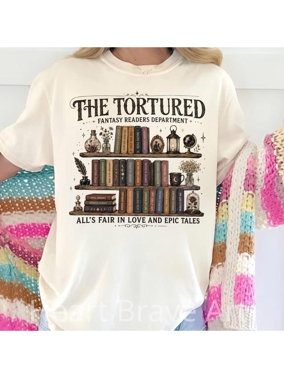 The Tortured Fantasy Readers Department Shirt, Funny All's Fair in Love, The Mothers Reading Lover, Cozy Bibliophile