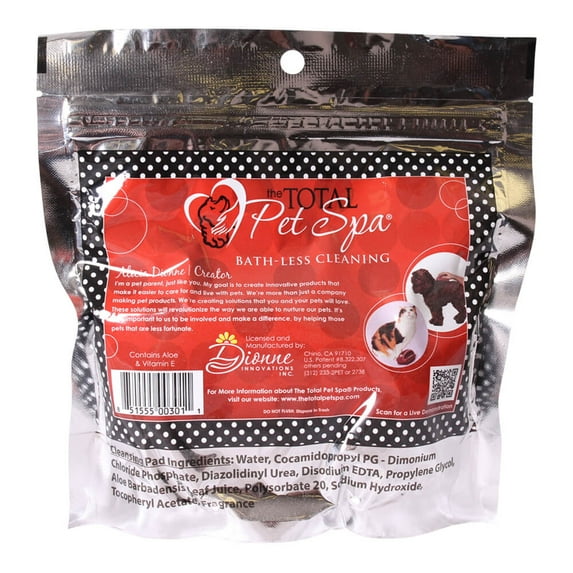The Total Pet Spa Bath-less Pet Grooming Cleansing Refill Cleansing Pads