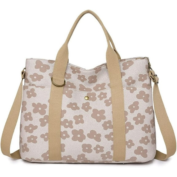 The Tote Bag for Women Floral Print Canvas Crossbody Shoulder Handbag Big Capacity Top-Handle Mommy Bag