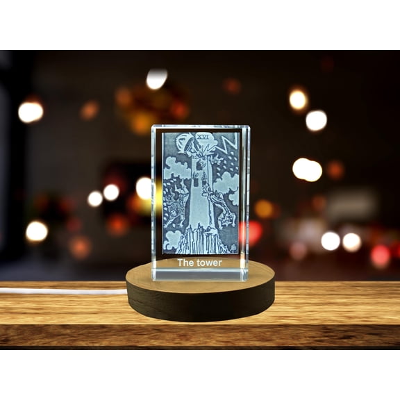 The Tower 3D Engraved Crystal - A Powerful Tarot Crystal Art Gift For Insight Seekers