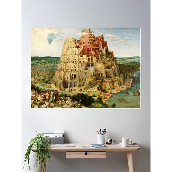 The Tower Of Babel By Pieter Bruegel The Elder (1563) Poster Wall Art, Modern Wall Decor For Living Room Bedroom, 24x36 UNFRAMED