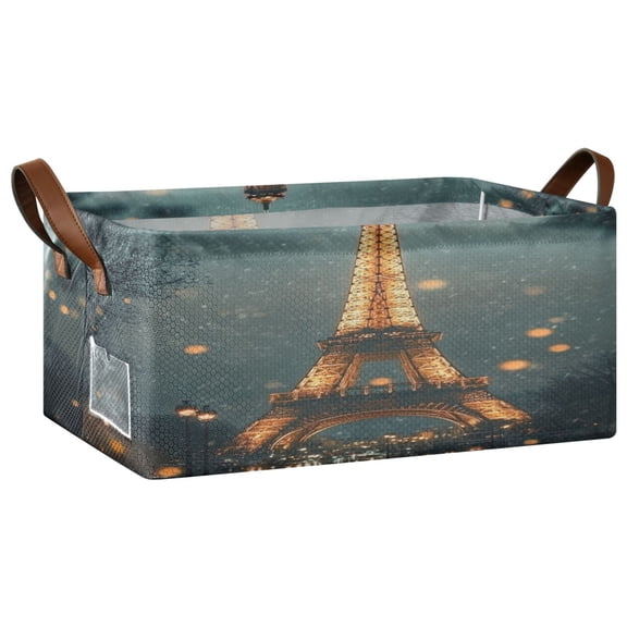 The Tower Of Paris Storage Basket Soccer Plaid Fabric Hoard Box Oversized Collapsible Closet Organizer with Metal Iron Frame 16.911.47.7in