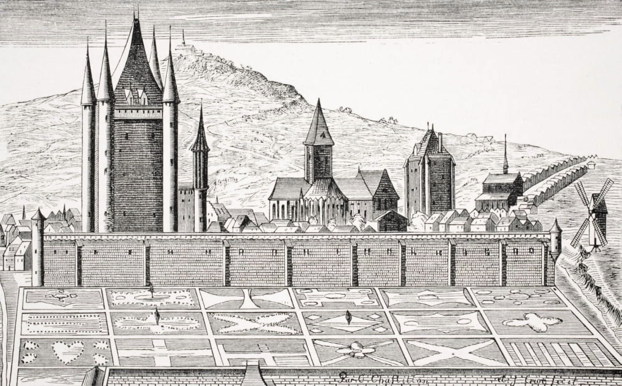 The Tower Of The Temple In Paris From An Engraving Of The Topography Of Paris Canvas Art - Ken Welsh Design Pics (18 x 11)