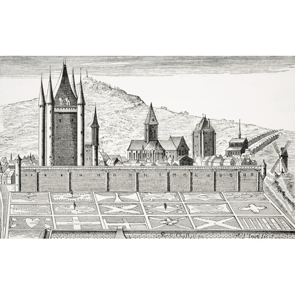 The Tower Of The Temple In Paris From An Engraving Of The Topography Of Paris Poster Print