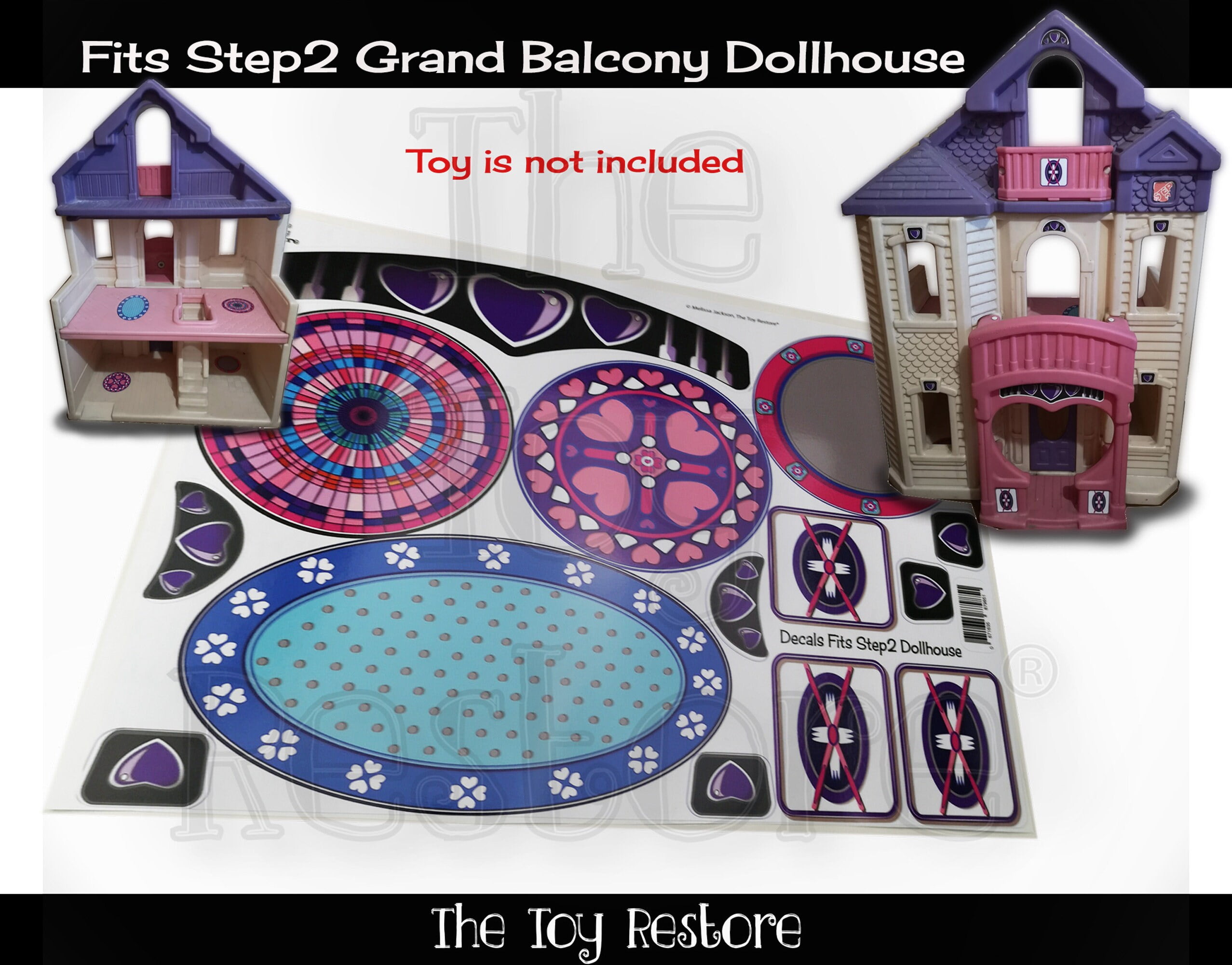 The Toy Restore Replacement Stickers Spare Decals Custom Kit Fits Step2 Grand Balcony Dollhouse Walmart