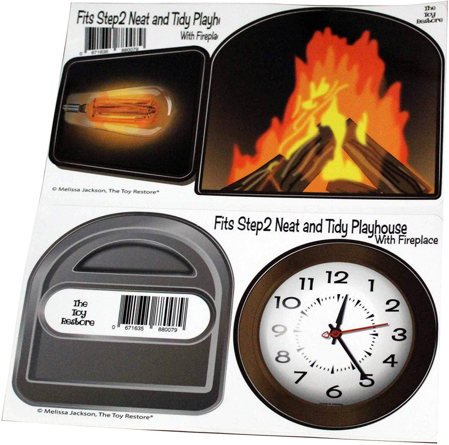 The Toy Restore Replacement Stickers Spare Decals fits Step 2 Step2 Playhouse Neat and Tidy Cottage & Grill with Fireplace