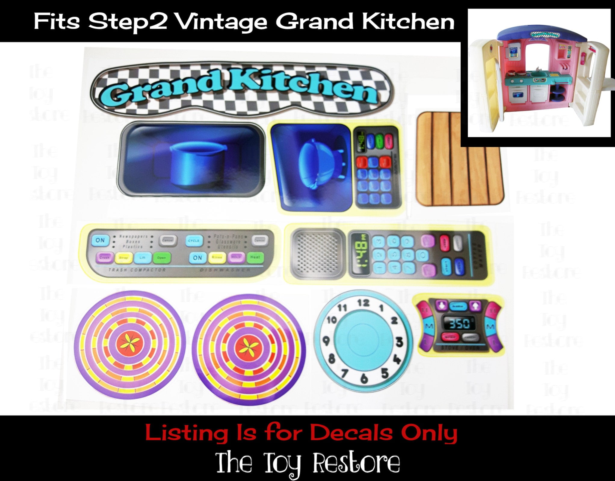 The Toy Restore Replacement Stickers fits Step 2 Vintage Grand Kitchen ...