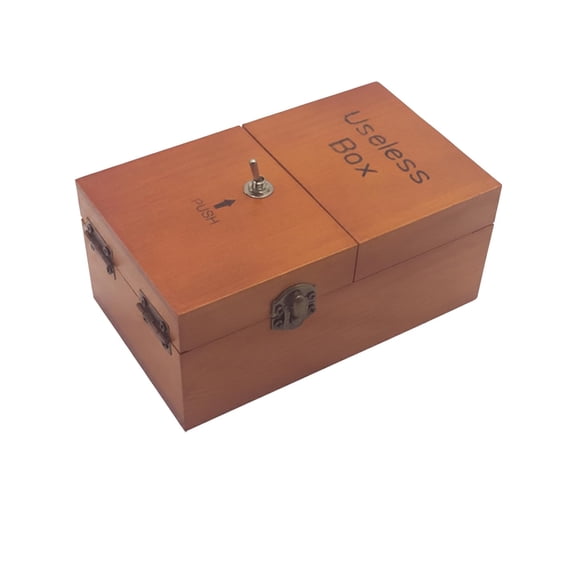 The Toy That Does Nothing, Turns Off Itself, Wooden Storage Box, Angry Desk Decor, Fully Assembled (Office Surprise Gift)