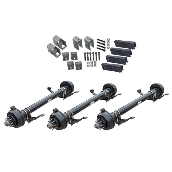 10,000 lb Lippert Triple Axle Kit with Suspension - 30K Capacity, 74" Hubface 46" Spring Center