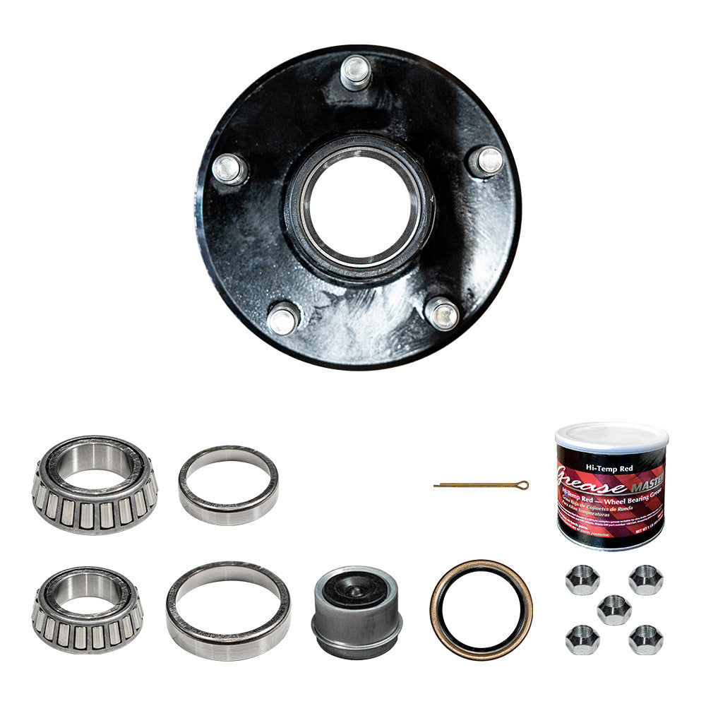 The Trailer Parts Outlet 2k Trailer Axle Hub 4 Lug, Idler Hub Assembly with Grease / 4x4