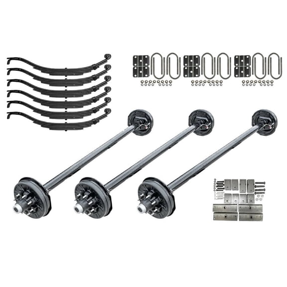 7000 lb TK Triple Axle Kit with Suspension - 21K Capacity, 75" Hubface 58" Spring Center