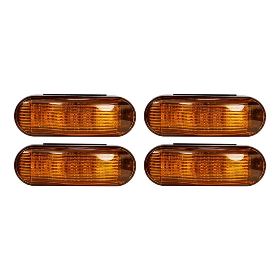 The Trailer Parts Outlet - Amber 6in Oval LED Clearance Light - Side Turn Marker With Midship, Bundle (4)