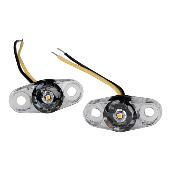 The Trailer Parts Outlet - LED Amber Mini Surface PC Side Marker Trailer Light - Clear Lens 5" wire (2 Pack), Pack (2)