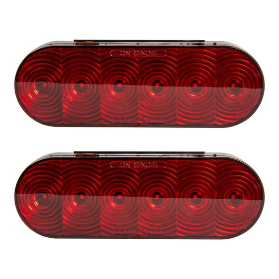 The Trailer Parts Outlet - Red 6in Oval LED S/T/T Light, Pack (2)