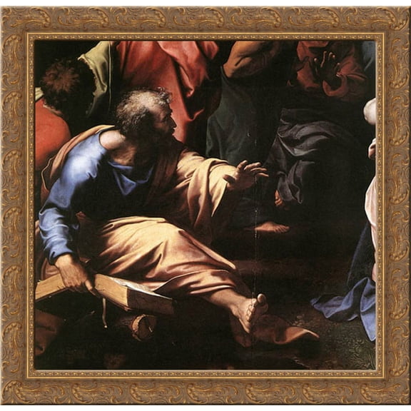 The Transfiguration [detail: 1] 20x20 Gold Ornate Wood Framed Canvas Art by Raphael
