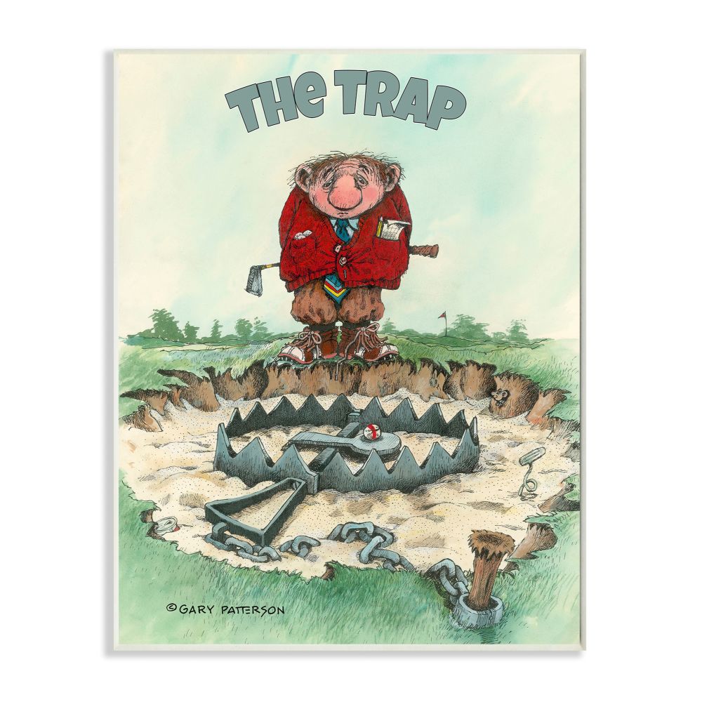 The Trap Funny Golf Cartoon Sports Design Oversized Wall Plaque Art by Gary Patterson