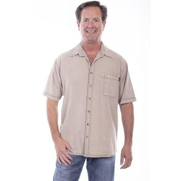 The Traveler Mens Short-Sleeved Shirt, Stone - Extra Large