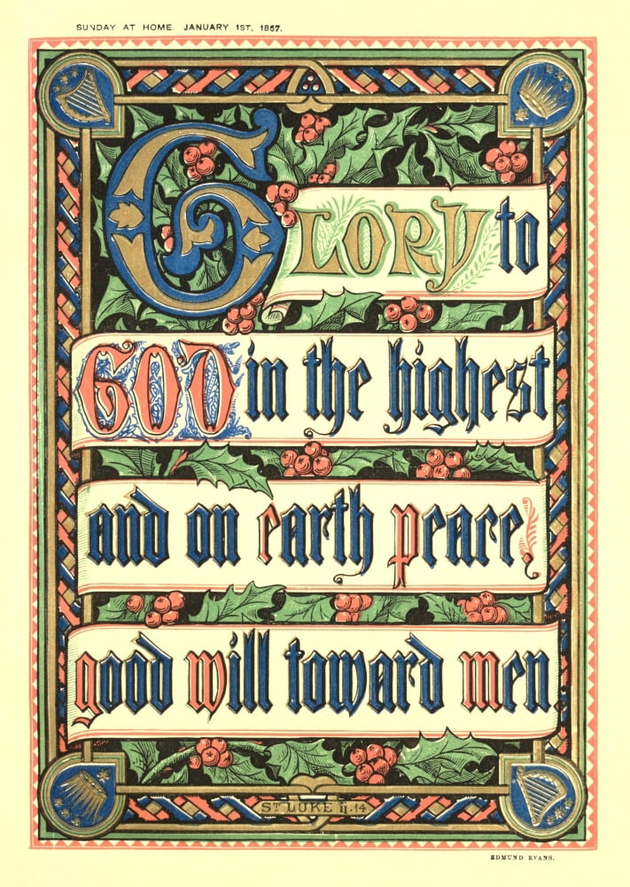 The Travellers Guide 1880 Bless the Lord Canvas Art - Edmund Evans (18 x 24)
