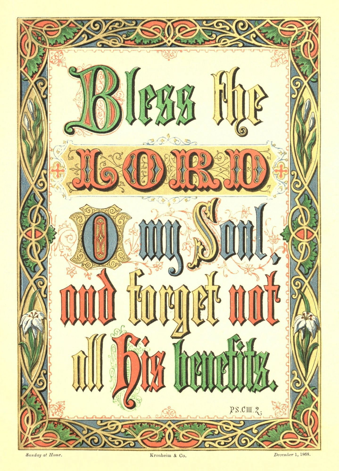 The Travellers Guide 1880 Bless the Lord Canvas Art - Unknown (24 x 36)
