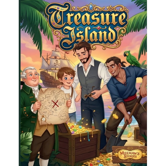 The Treasure Island: Pirate Adventure Picture Book for Kids Ages 3-6 Read-Aloud Bedtime Story, Early Reader Sight Words,, (Paperback)