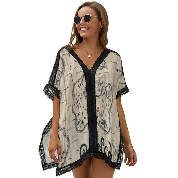 The Treasure Map Women's Swimsuit Coverup Summer Beach Cover Up Bathing Suit Dress