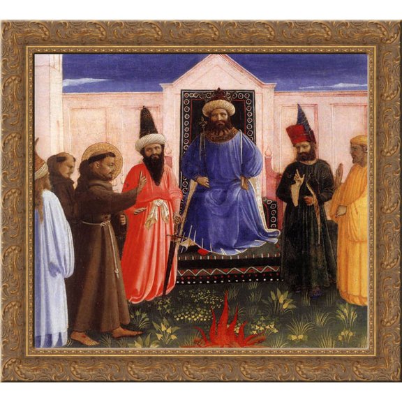 The Trial by Fire of St. Francis before the Sultan 24x20 Gold Ornate Wood Framed Canvas Art by Fra Angelico
