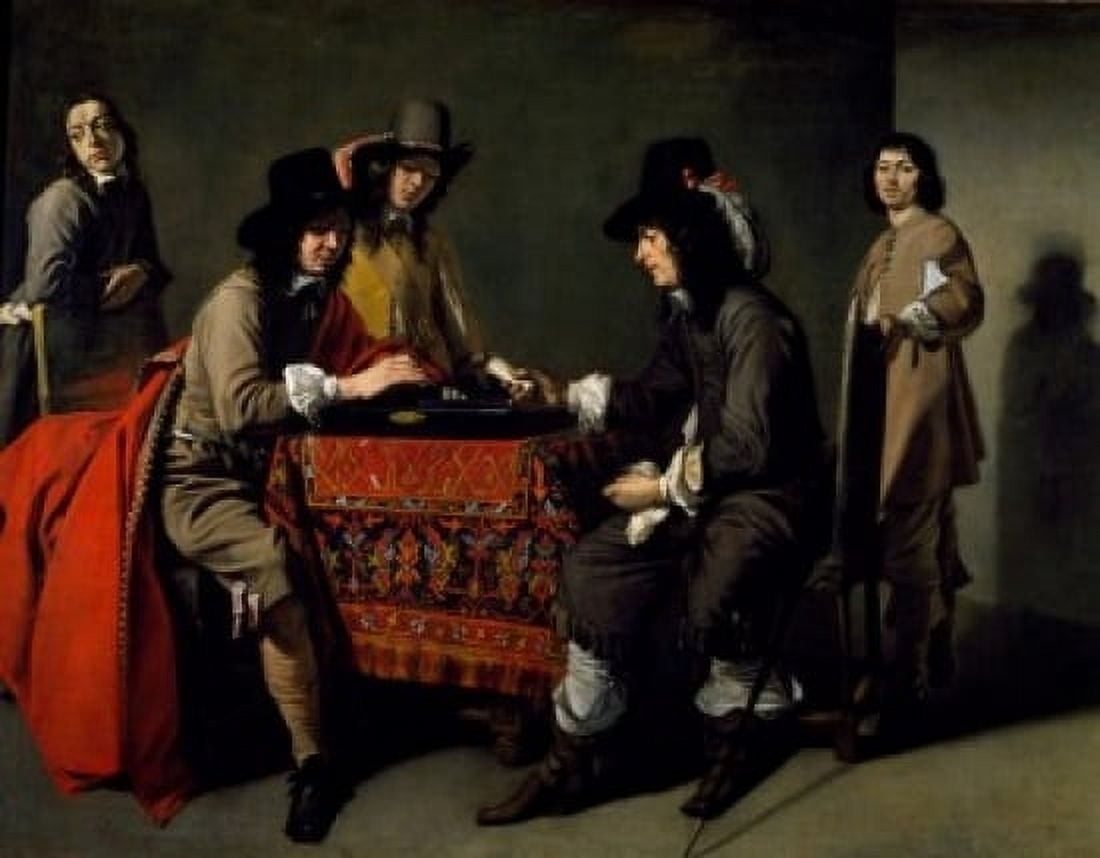The Tric-Trac Players by Mathieu Le Nain (1607-1677) Canvas Art - Mathieu Le Nain (24 x 36)