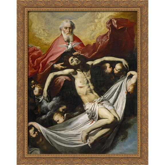 The Trinity 28x34 Large Gold Ornate Wood Framed Canvas Art by Jusepe de Ribera
