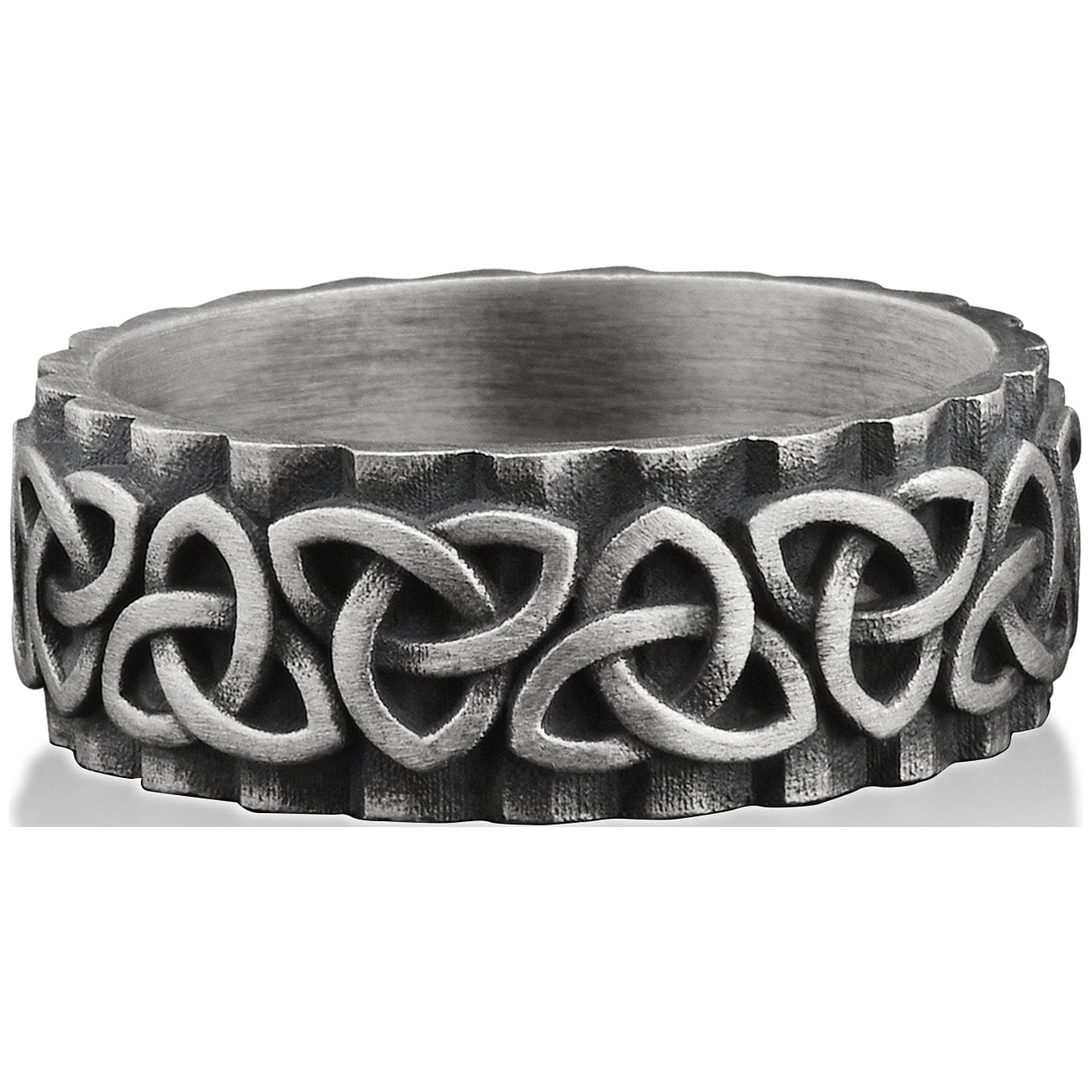 BySilverStone Trinity Celtic Knot Men's Band Ring - Handmade Sterling Silver Triquetra Wedding Ring, Stackable Mythology Ring - View #9