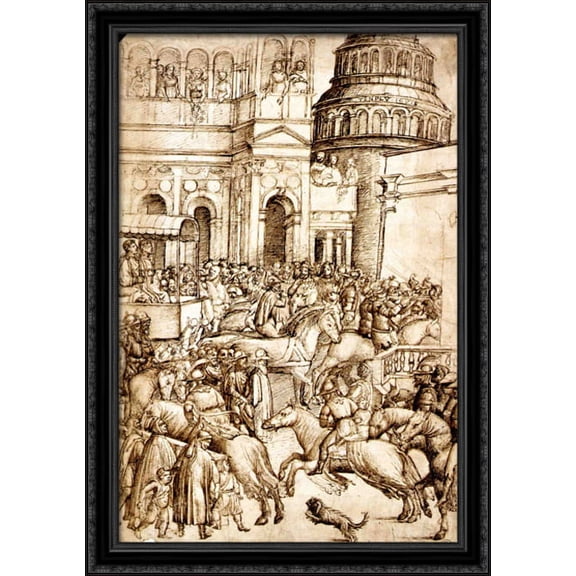 The Triumph and Vespasian de Titus 28x40 Large Black Ornate Wood Framed Canvas Art by Andrea Mantegna