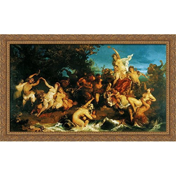 The Triumph of Ariadne 40x26 Large Gold Ornate Wood Framed Canvas Art by Hans Makart