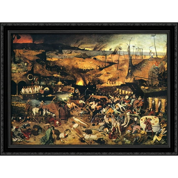 The Triumph of Death 38x28 Large Black Ornate Wood Framed Canvas Art by Pieter Bruegel the Elder