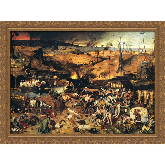 The Triumph of Death 38x28 Large Gold Ornate Wood Framed Canvas Art by Pieter Bruegel the Elder