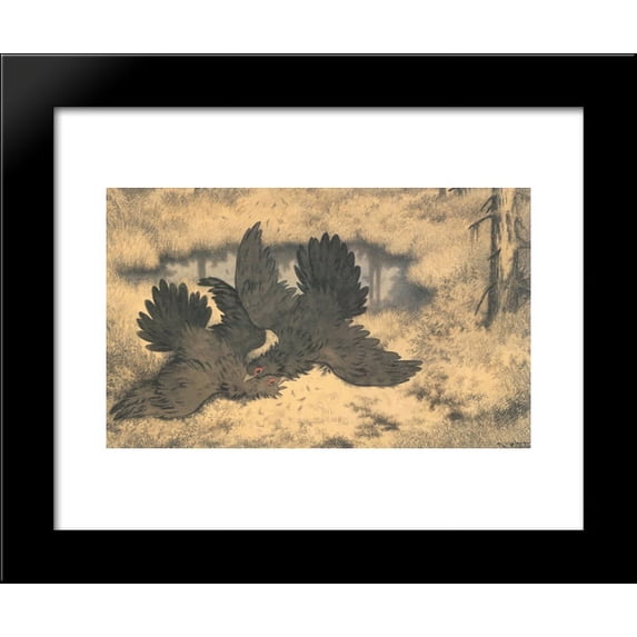 The Troll Birds go at it hammer and tongs 20x24 Framed Art Print by Theodor Severin Kittelsen