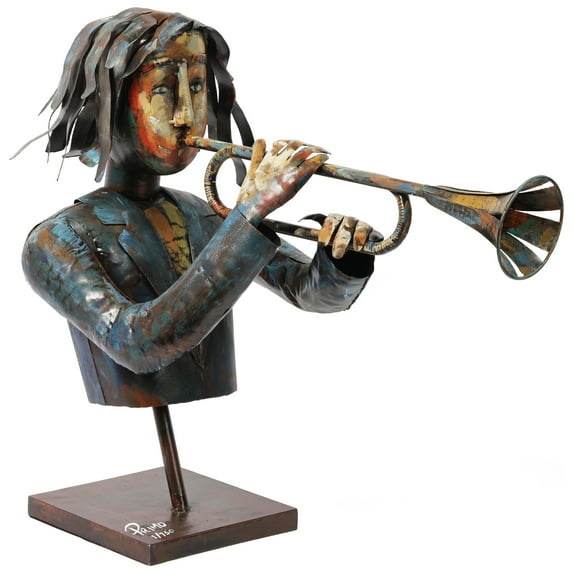 The Trumpeter 28.00" Metal Sculpture, by Empire Art