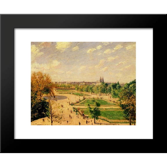 The Tuilleries Gardens Morning, Spring, Sun 20x24 Framed Art Print by Pissarr...