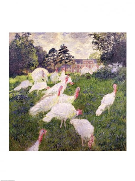 The Turkeys at the Chateau de Rottembourg Montgeron 1877 Canvas Art - Claude Monet (18 x 24)