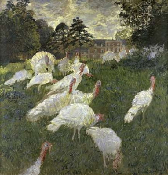 The Turkeys at the Chateau de Rottembourg Montgeron Canvas Art - Claude Monet (24 x 24)